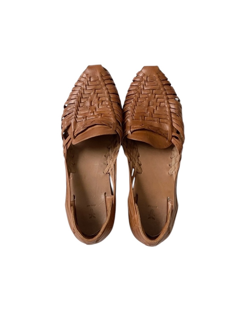 Frye Brown Leather Woven Huarache Flats Size 11B Made in Mexico